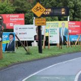 Many election signs on the side of the road